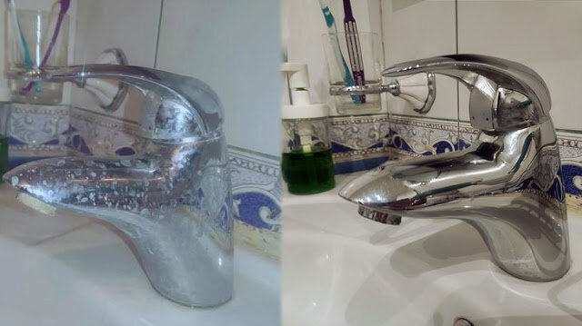 faucet with limescale and clean faucet